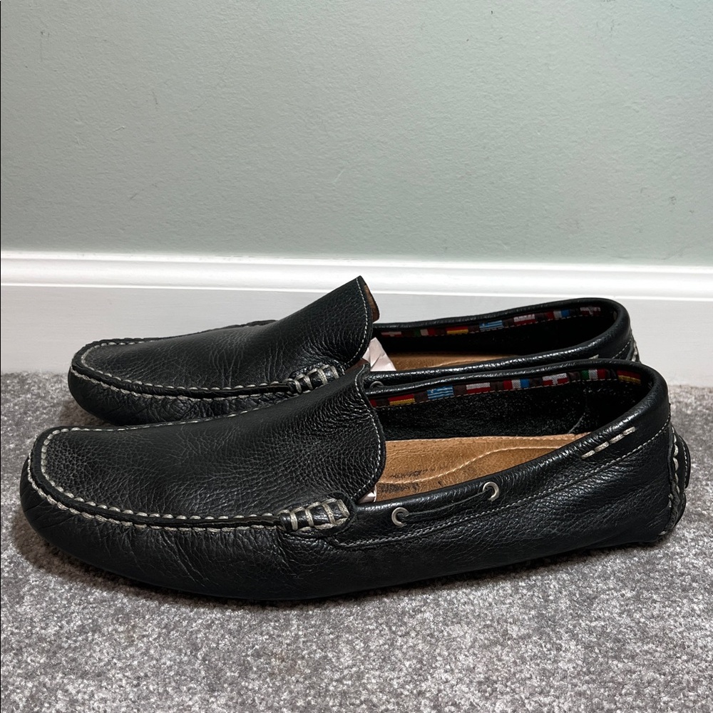 Paolo Sesto Black Leather Driving Loafers Slip On Size 13